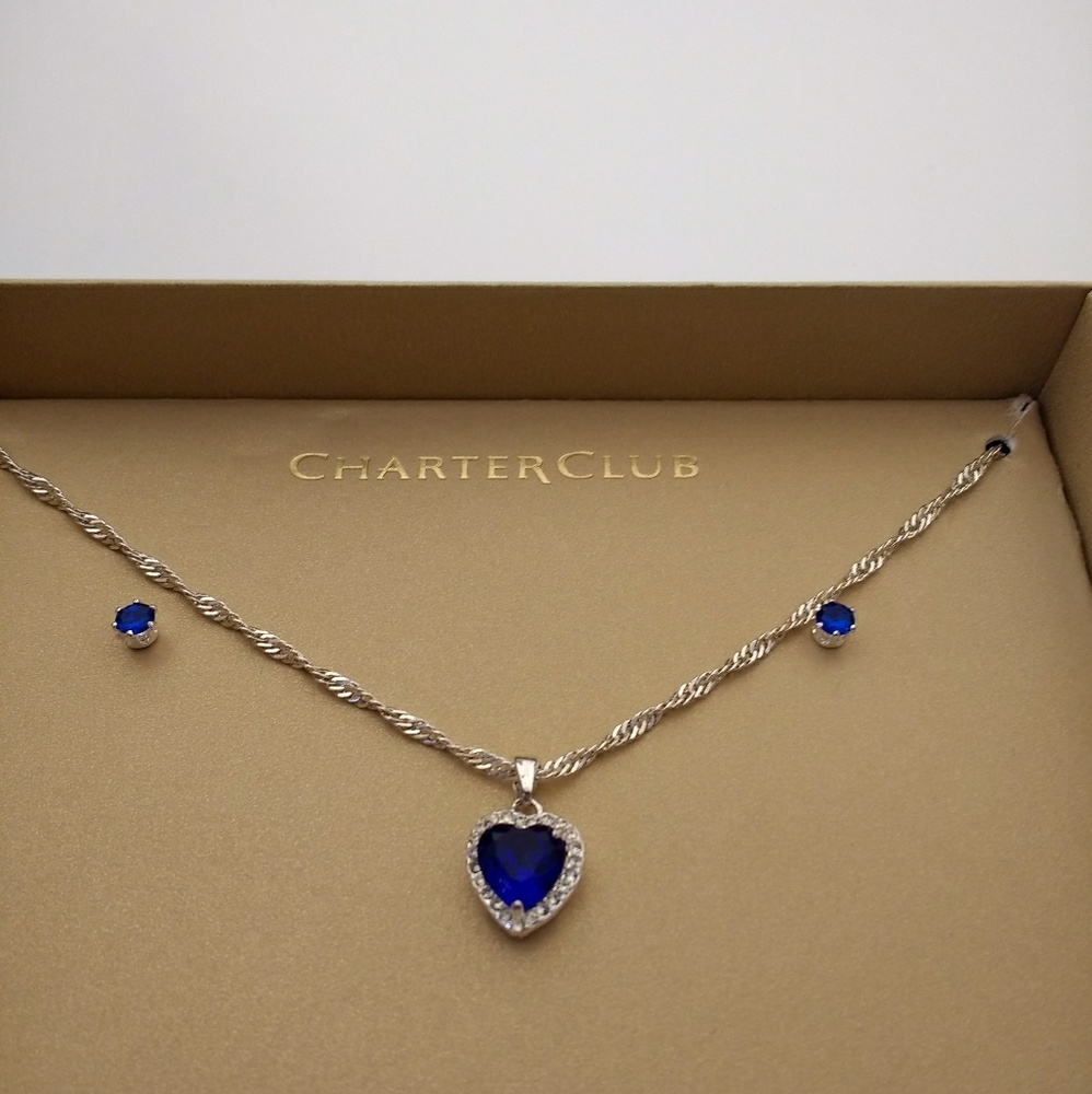Charter Club Silver - Tone Crystal Necklace Set